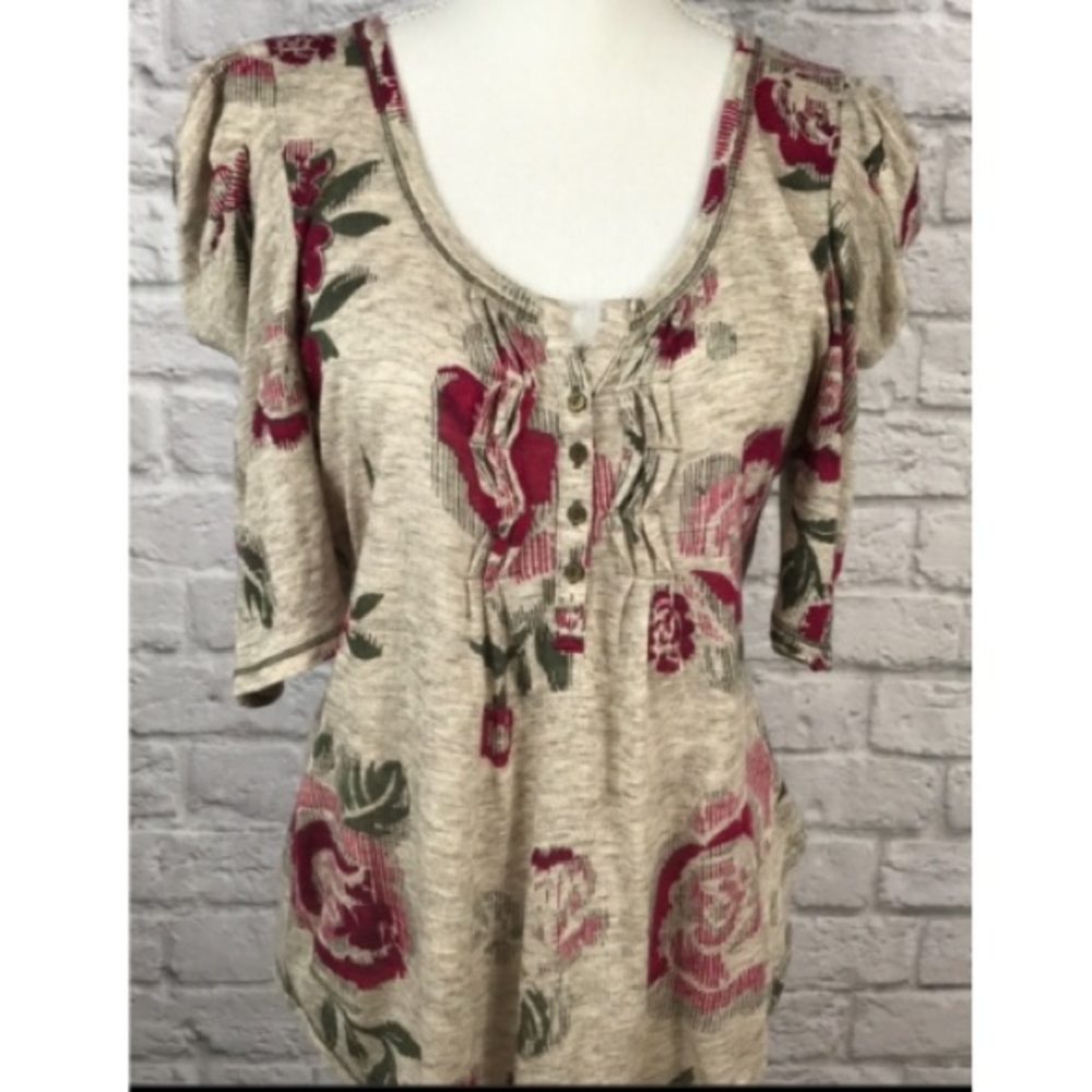 NEW ITEM! C KEER BY ANTHROPOLOGIE BEAUTIFUL TOP WITH PUFF SLEEVES! - Picture 2 of 5
